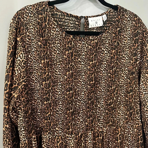NWT Daisy Street ASOS Leopard Long Sleeve Smocked Midi Dress Size 5X - Picture 4 of 5